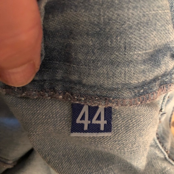 INDUSTRIATTO size 12 blue wide leg jeans with leather fringe made in Italy - Picture 12 of 13